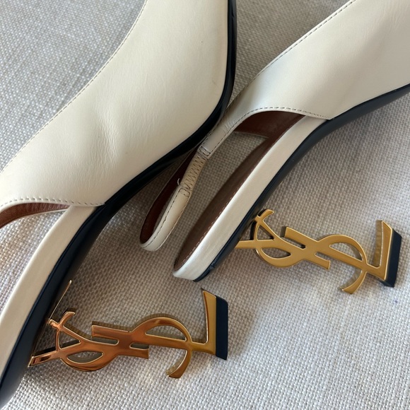 Saint Laurent YSL Opyum Logo-Heel Leather Slingback Pumps - Picture 16 of 16